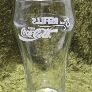 VTG ~ LIBBY Coca Cola Glass “Free Refills” 6.5" RARE HARD TO FIND